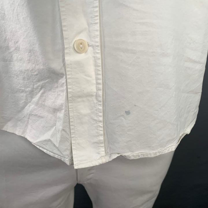 MERZ B. SCHWANEN Size XL White Cotton One Pocket Relaxed Fit Long Sleeve Shirt