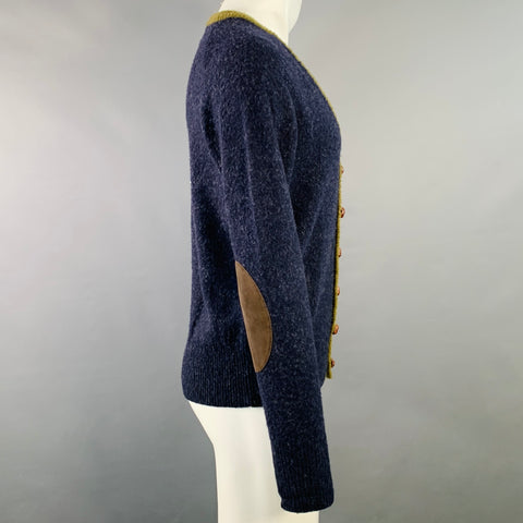 GANT Winter 2011 Size M Navy Olive Two Toned Wool Elbow Patches Cardigan