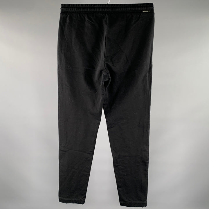 MONCLER Taille S Pantalon décontracté en coton noir à plis nervurés