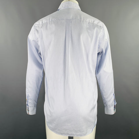PAUL SMITH Size M White Light Blue Stripe Cotton Button Down Long Sleeve Shirt