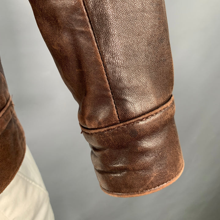 FOG CITY Size 42 Brown Leather Bomber Jacket