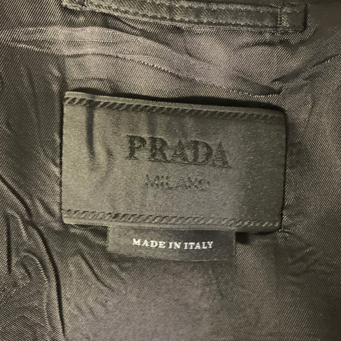 PRADA Size XS Black Contrast Stitch Silk Zip Up Jacket
