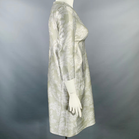 Robe trapèze JIL SANDER, taille 10, gris argenté, en polyester et soie gaufrée