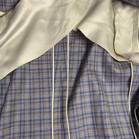 PAUL SMITH Size 42 Grey Brown Navy Plaid Wool Linen Sport Coat