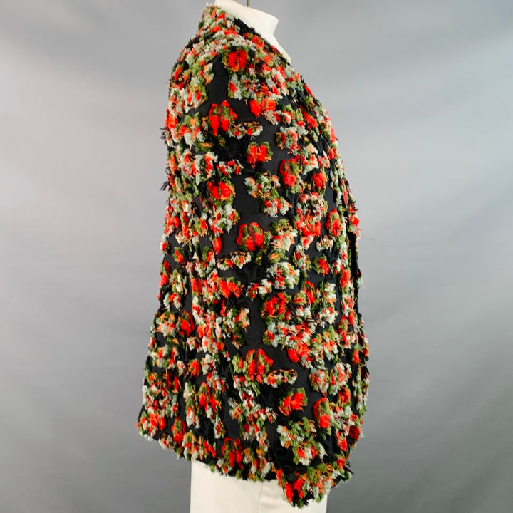 ALEXANDER MCQUEEN SS18 Size 44 Black Green Red Textured Notch Lapel Sport Coat