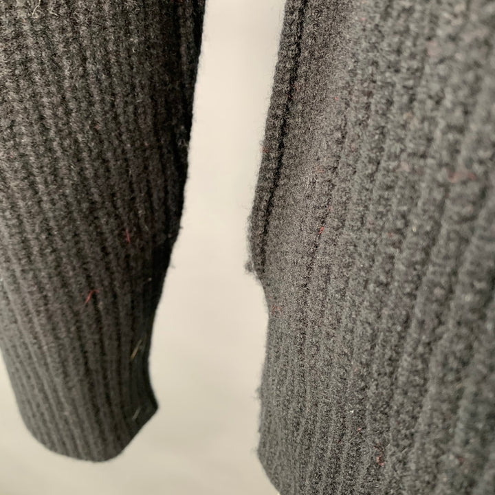 GIVENCHY Size L Black Red White Stripe Wool Blend Crew Neck Sweater