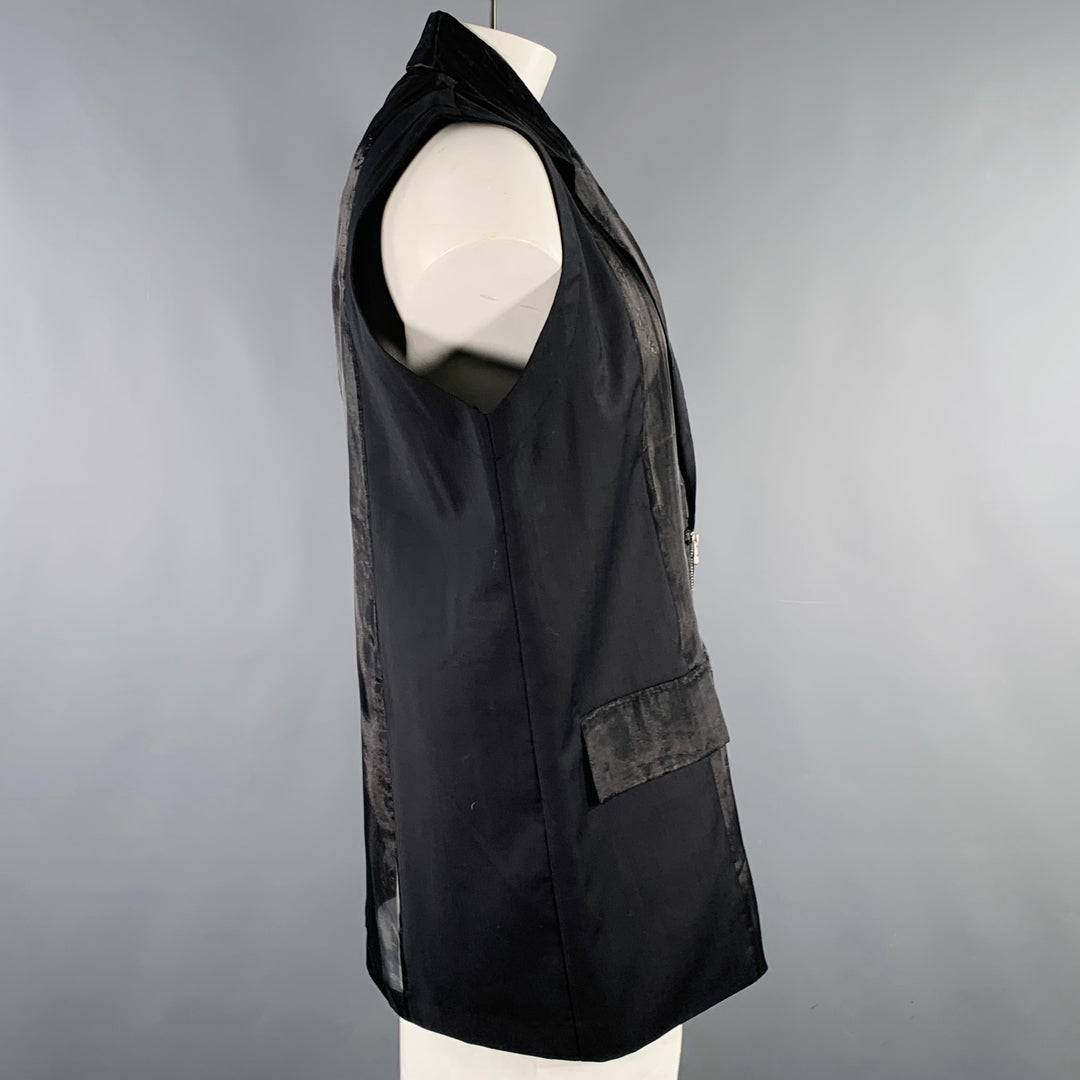 FENG CHEN WANG Size L Black Mixed Fabrics Wool Zip Up Vest