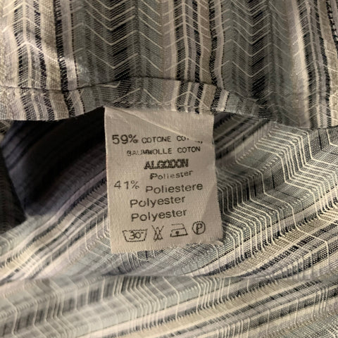 MISSONI Size L Grey Multi-Color Zig Zag Stripe Long Sleeve Shirt
