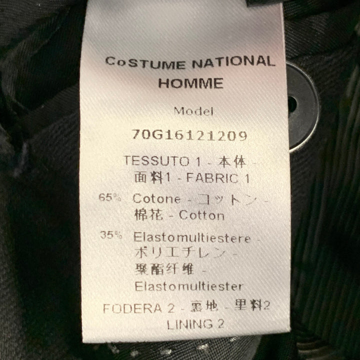 CoSTUME NATIONAL Size 36 Black Cotton Blend Peak Lapel Sport Coat