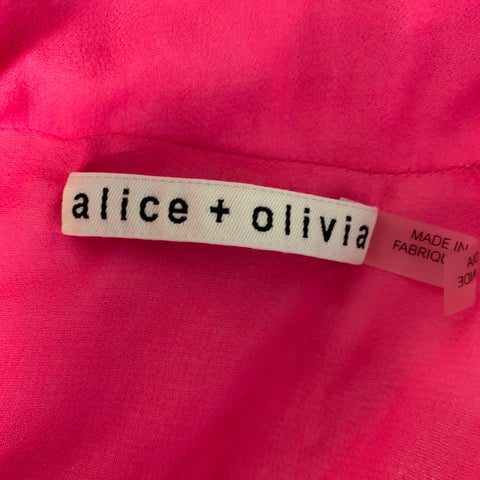 ALICE + OLIVIA Size XS Pink Polyester Sequined Notch Lapel Pants Suit