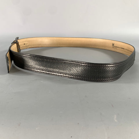 MORESCHI Size 38 Black Perforated Leather Belt