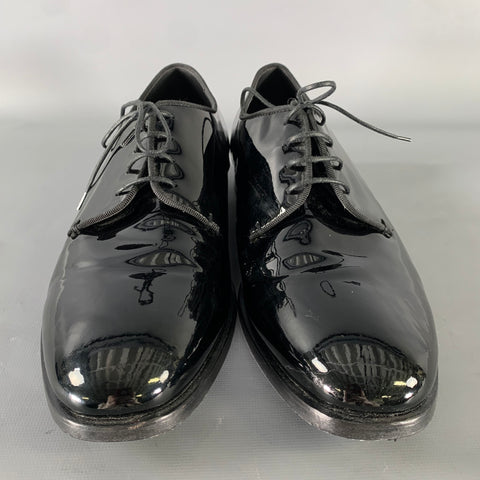 GIORGIO ARMANI Size 9.5 Black Leather Lace Up Shoes