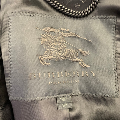 BURBERRY PRORSUM Size 2 Black Cotton Twill Double Breasted Coat
