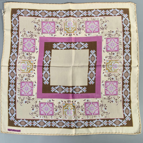 ERMENEGILDO ZEGNA Purple Taupe Paisley Silk Pocket Square