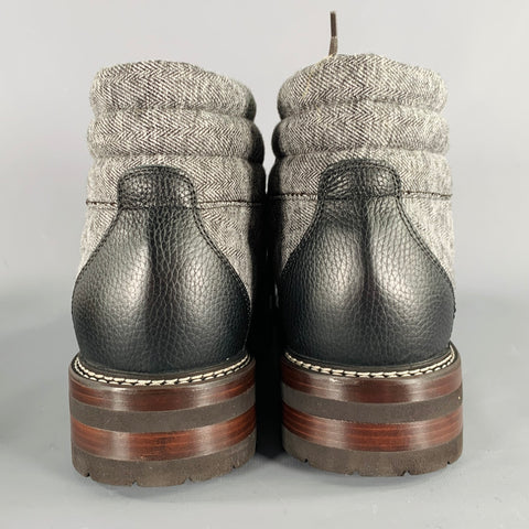 Bottes de randonnée Montelliana montantes en laine tweed grise et noire, taille 13