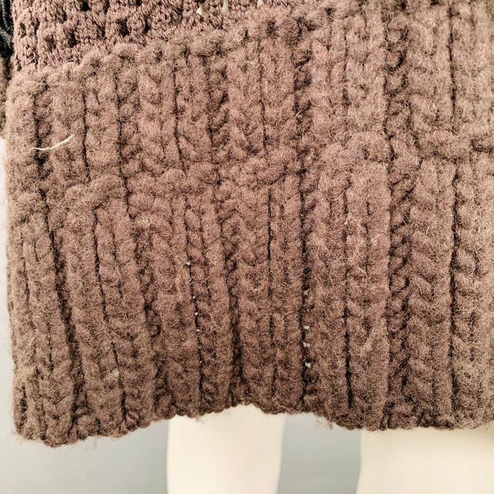 JOHN GALLIANO Size M Brown Wool Blend Turtleneck Chunky Knit Sweater