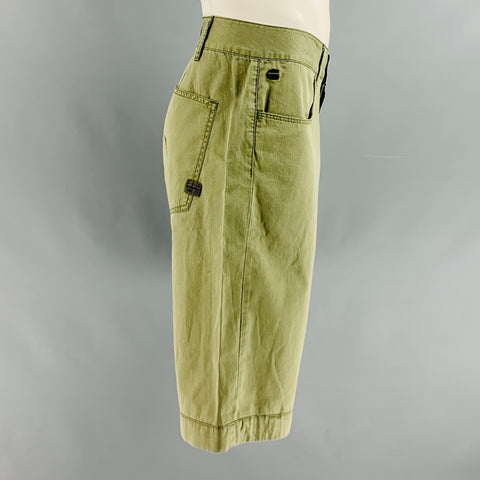 G-STAR Size 36 Olive Solid Cotton Patch Pocket Shorts