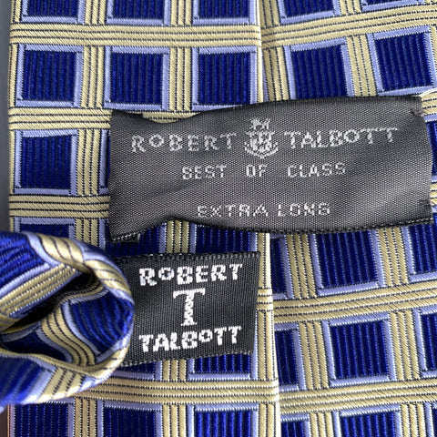 ROBERT TALBOTT Navy Cream Geometric Silk Tie