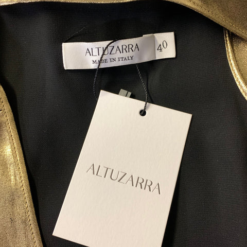 ALTUZARRA Size M Gold Black Polyester Metallic Tank top Dress Top