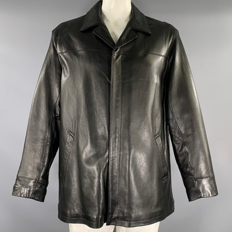 KENNETH COLE Chest Size Size XL Black Leather Coat