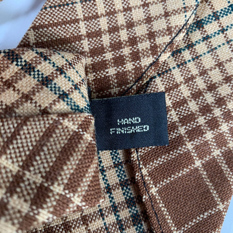 RRL by RALPH LAUREN Brown Black Tartan Wool Tie