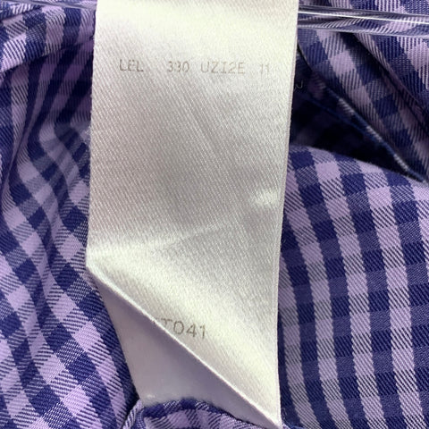 ERMENEGILDO ZEGNA Size XL Purple Lavender Checkered Cotton Long Sleeve Shirt