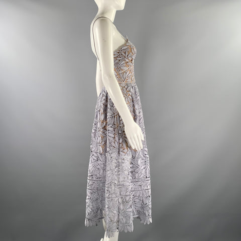 SELF-PORTRAIT Size 2 Lavender Nude Cotton  Polyester SP13-009L Floral Dress