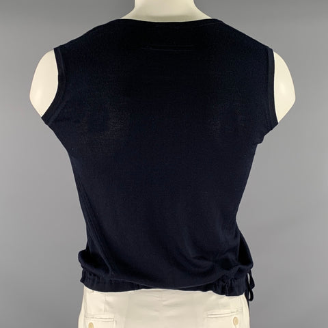 ZEGNA UNIFORM Size XL Navy Knit Wool Ribbed Vest