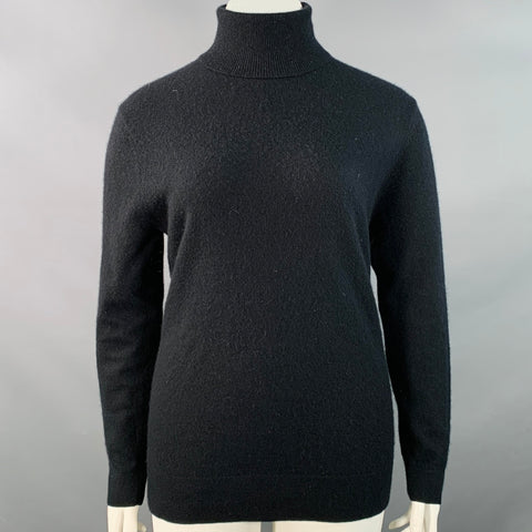 NEIMAN MARCUS Size XL Black Cashmere Knit Turtleneck Pullover