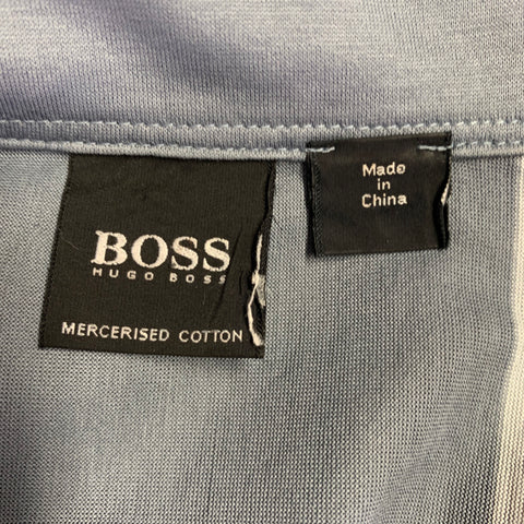 HUGO BOSS Size L Grey Beige Stripe Mercerized Cotton Short Sleeve Shirt