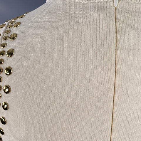 MICHAEL by MICHAEL KORS Size L Cream Gold Viscose Studded Sleeveless Dress