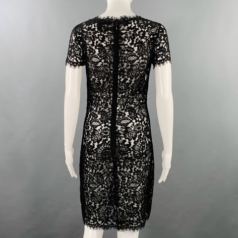 RALPH LAUREN Size 4 Black Cotton Blend Lace Short Sleeve Dress