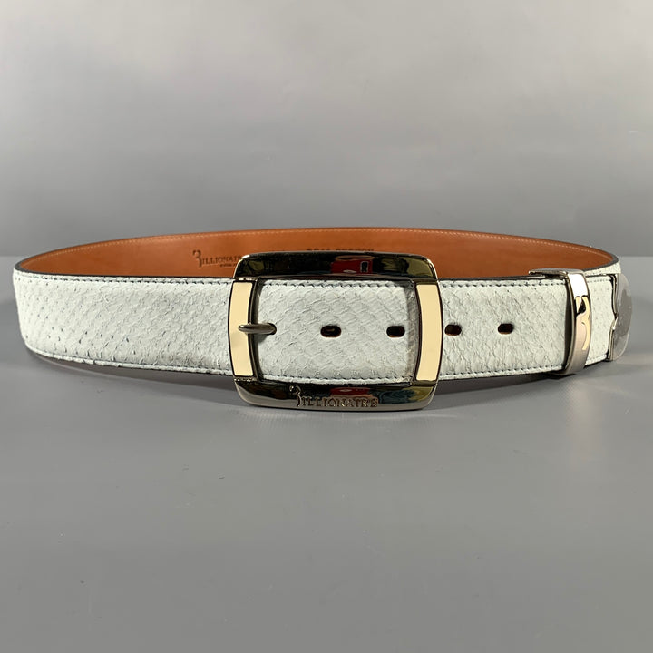 BILLIONAIRE COUTURE Size 40 Off White Textured Phython Skin Leather Belt