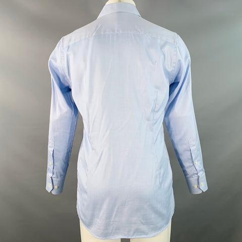 ETON Size S Blue Herringbone Cotton Curved Cutaway Long Sleeve Shirt