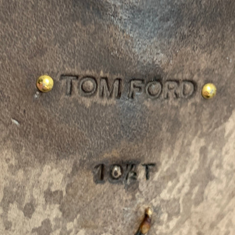 TOM FORD Size 10.5 Brown Leather Pull On Boots