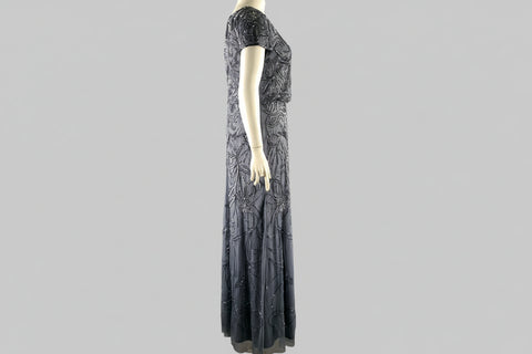 ADRIANNA PAPELL Size L Moonscape Floral Long Cocktail Dress