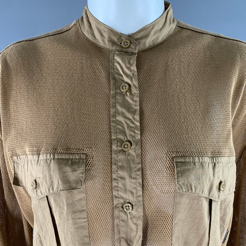 RALPH LAUREN Size S Khaki Brown Cotton Mesh Shirt