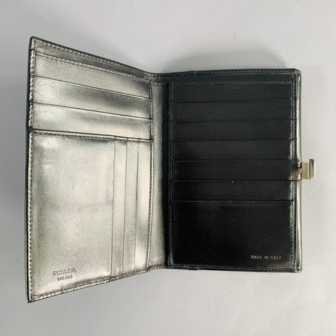 PRADA Black Silver Leather Cardholder Wallet