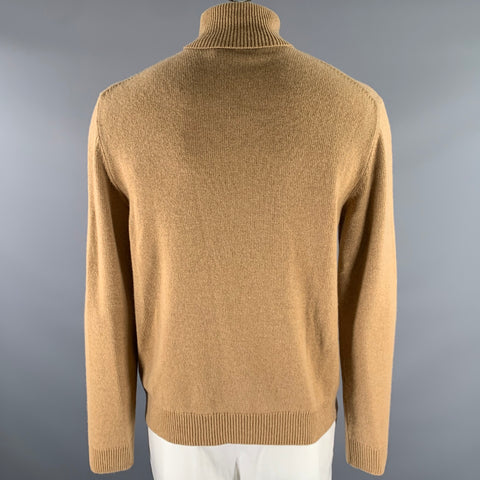RALPH LAUREN Size XL Camel Knit Cashmere Turtleneck Sweater