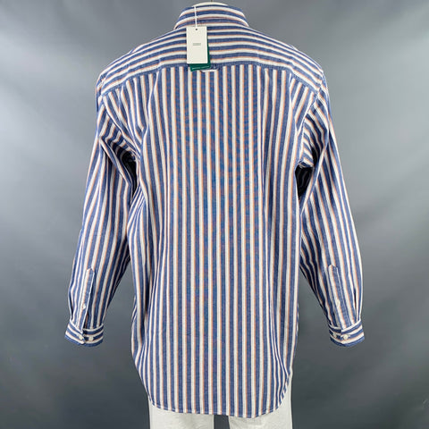CLOSED Size XL Blue White Orange Stripe Cotton Two Pockets Long Sleeve Shirt