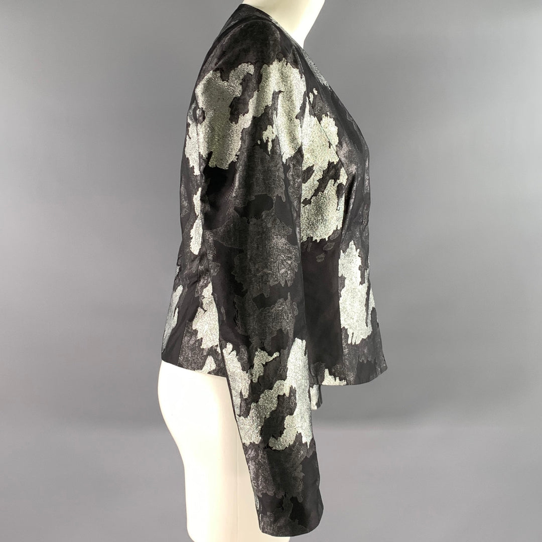 ESCADA Size 4 Black Silver Silk Blend Two Button Jacket