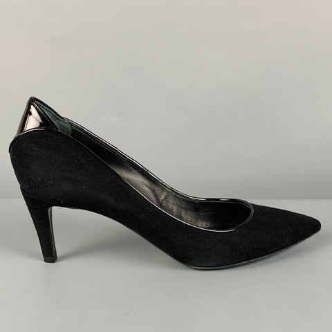 ARMANI COLLEZIONI Talla 9.5 Zapatos de salón clásicos de charol de ante negro