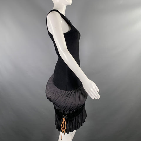 LOUIS VUITTON Spring 2023 Size XS Black Grey Viscose Polyamide Silk Dress