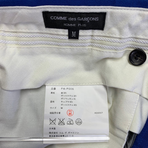 COMME des GARCONS HOMME PLUS Size M Blue Linen Blend Notch Lapel Suit