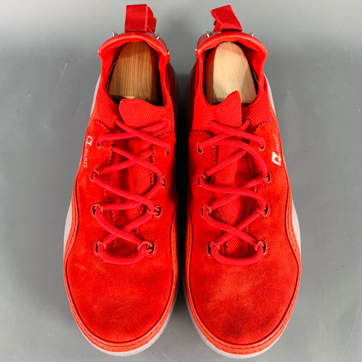 CHRISTIAN LOUBOUTIN Size 11.5 Arpoador Red Suede Low Top Sneakers