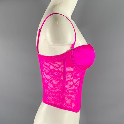 FLEUR DU MAL Size M Pink Fuchsia Polyamide Blend Lace Bustier Top