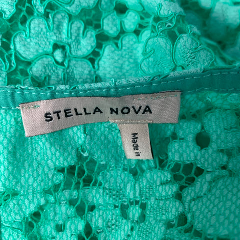 STELLA NOVA Size M Mint Cotton Blend Floral Balloon sleeves Blouse