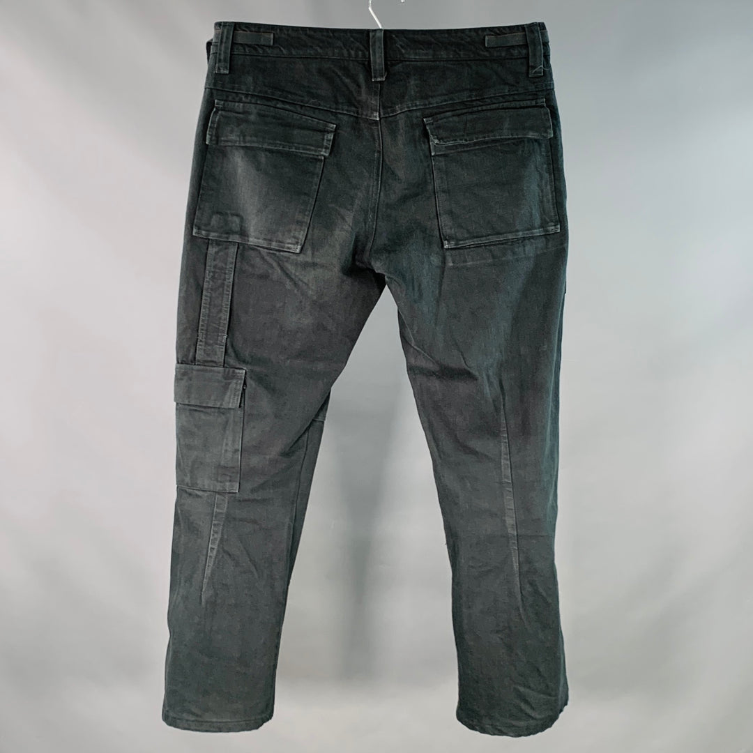 NICE COLLECTIVE Size 34 Black Cotton Side Tabs Casual Pants