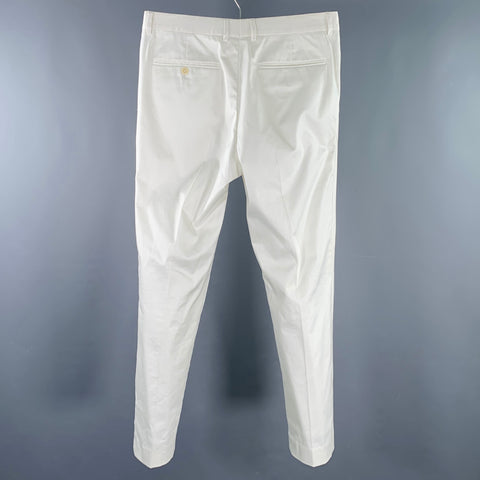 IZZUE Size 32 White Cotton Blend Flat Front Casual Pants