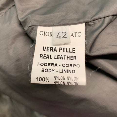 GIORGIO BRATO Taille 6 Veste zippée en cuir gris en détresse